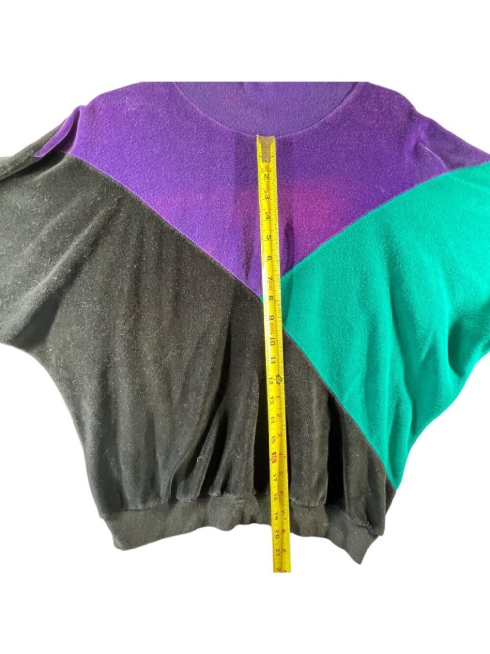 Vtg Y2K Velour Colorblock Top Track Suit Lg Purple Green Sweatshirt USA - Picture 6 of 7
